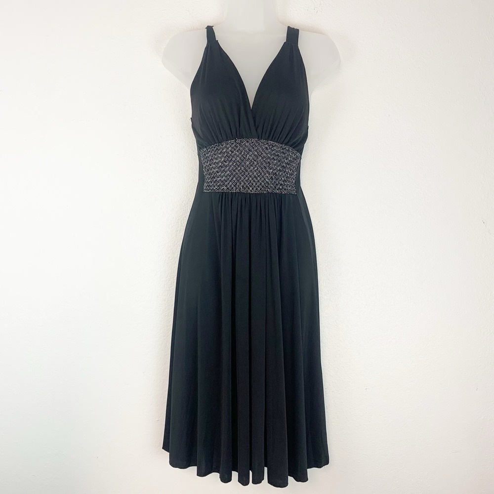 Vintage Co-me Como Dress Womens Medium Babydoll Y2K Metallic‎ Weave Stretch